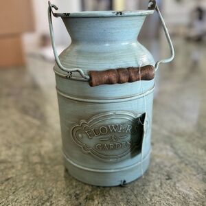 Rustic Blue/Green Milk Can Vase